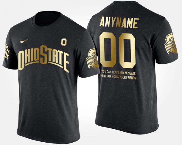 Ohio State Buckeyes Custom Men's #00 Limited Gold With Message Short Sleeve Black College Football T-Shirt 2404XQOW7